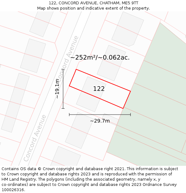 122, CONCORD AVENUE, CHATHAM, ME5 9TT: Plot and title map