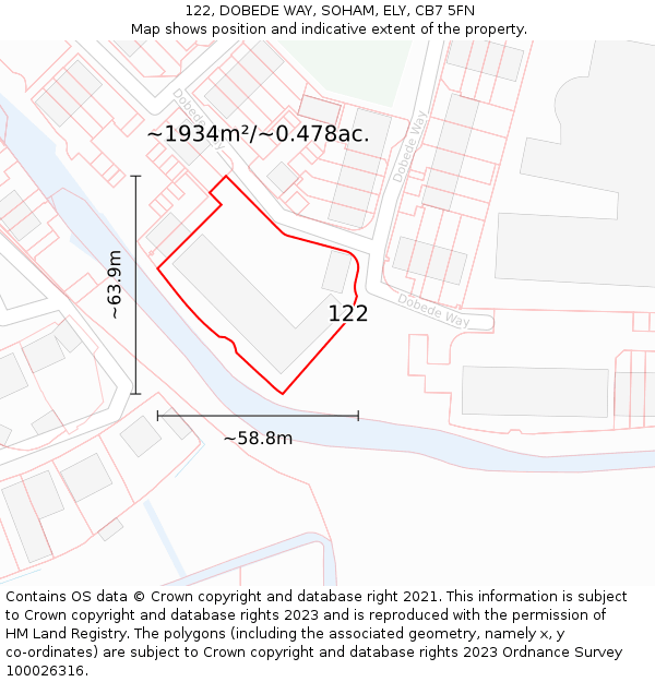 122, DOBEDE WAY, SOHAM, ELY, CB7 5FN: Plot and title map