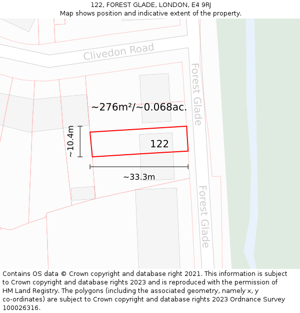 122, FOREST GLADE, LONDON, E4 9RJ: Plot and title map