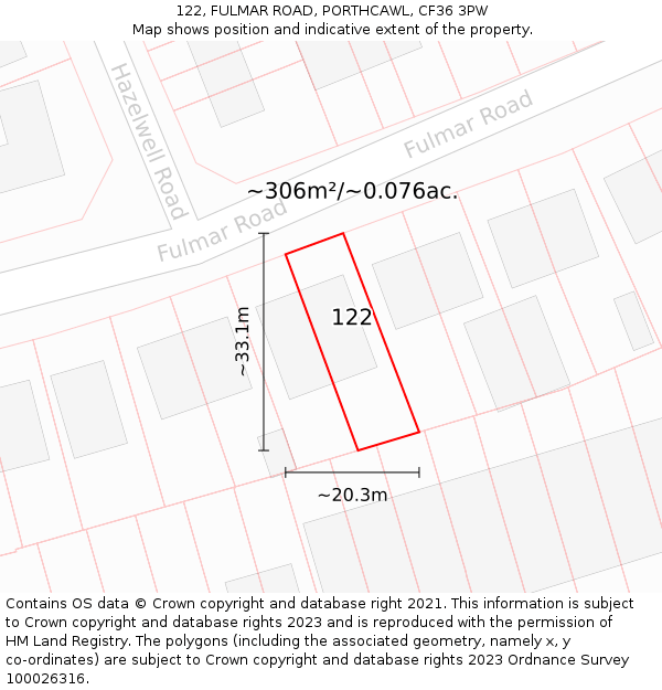 122, FULMAR ROAD, PORTHCAWL, CF36 3PW: Plot and title map