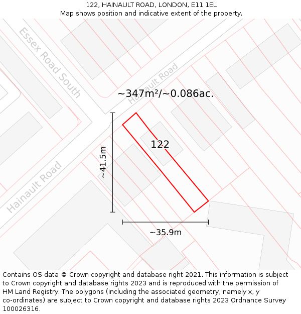 122, HAINAULT ROAD, LONDON, E11 1EL: Plot and title map
