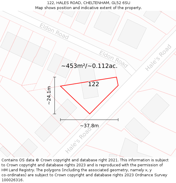 122, HALES ROAD, CHELTENHAM, GL52 6SU: Plot and title map