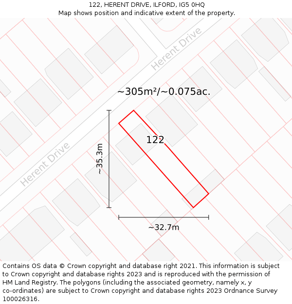 122, HERENT DRIVE, ILFORD, IG5 0HQ: Plot and title map