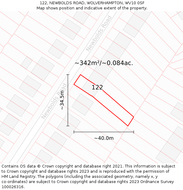 122, NEWBOLDS ROAD, WOLVERHAMPTON, WV10 0SF: Plot and title map