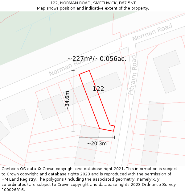 122, NORMAN ROAD, SMETHWICK, B67 5NT: Plot and title map