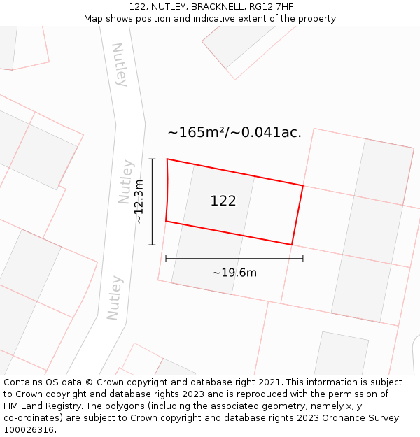 122, NUTLEY, BRACKNELL, RG12 7HF: Plot and title map