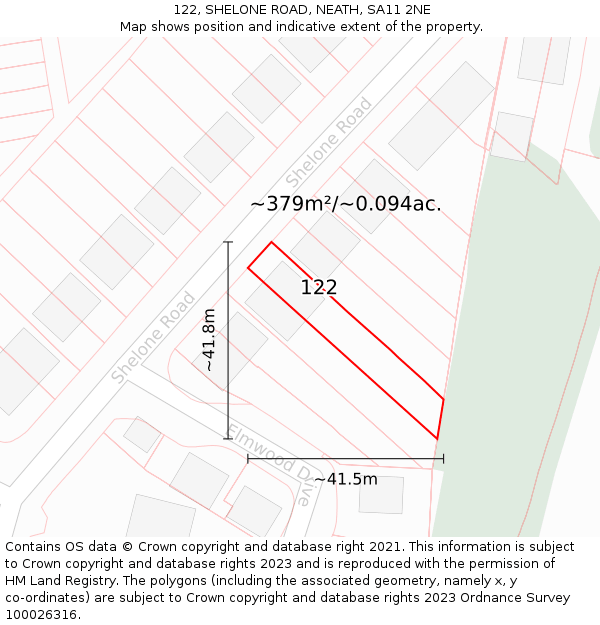 122, SHELONE ROAD, NEATH, SA11 2NE: Plot and title map