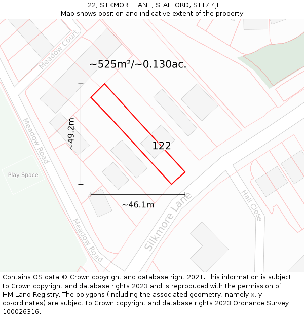 122, SILKMORE LANE, STAFFORD, ST17 4JH: Plot and title map