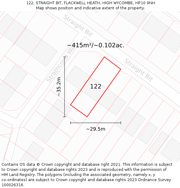 122, STRAIGHT BIT, FLACKWELL HEATH, HIGH WYCOMBE, HP10 9NH: Plot and title map