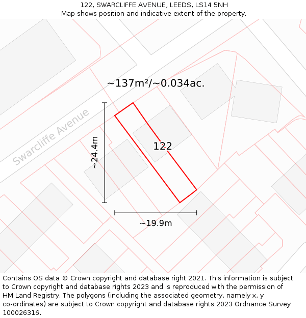 122, SWARCLIFFE AVENUE, LEEDS, LS14 5NH: Plot and title map
