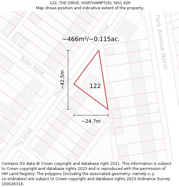 122, THE DRIVE, NORTHAMPTON, NN1 4SP: Plot and title map