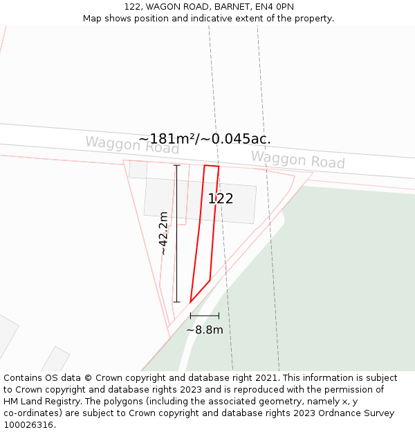 122, WAGON ROAD, BARNET, EN4 0PN: Plot and title map