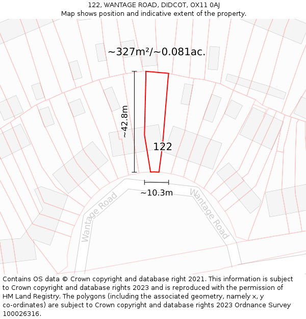 122, WANTAGE ROAD, DIDCOT, OX11 0AJ: Plot and title map
