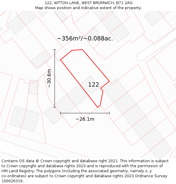 122, WITTON LANE, WEST BROMWICH, B71 2AG: Plot and title map