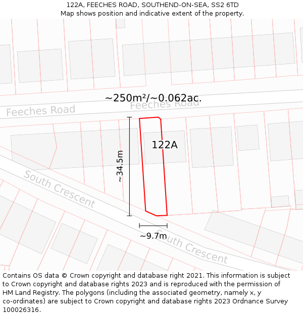 122A, FEECHES ROAD, SOUTHEND-ON-SEA, SS2 6TD: Plot and title map