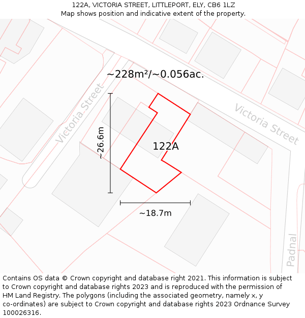 122A, VICTORIA STREET, LITTLEPORT, ELY, CB6 1LZ: Plot and title map
