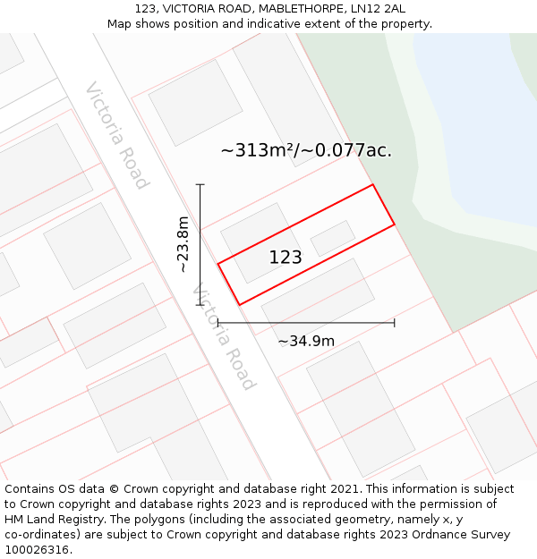 123, VICTORIA ROAD, MABLETHORPE, LN12 2AL: Plot and title map