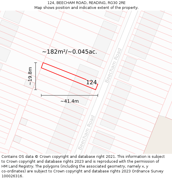 124, BEECHAM ROAD, READING, RG30 2RE: Plot and title map