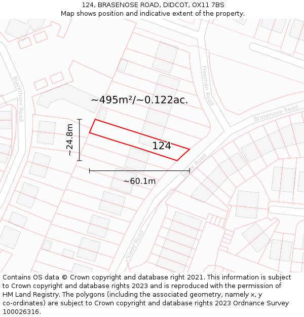 124, BRASENOSE ROAD, DIDCOT, OX11 7BS: Plot and title map