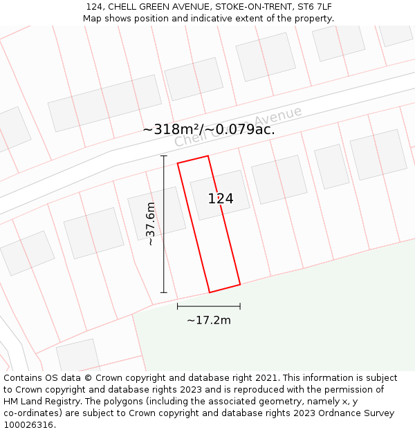 124, CHELL GREEN AVENUE, STOKE-ON-TRENT, ST6 7LF: Plot and title map