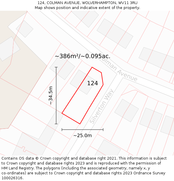 124, COLMAN AVENUE, WOLVERHAMPTON, WV11 3RU: Plot and title map