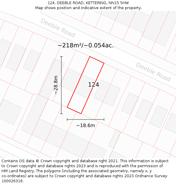 124, DEEBLE ROAD, KETTERING, NN15 5HW: Plot and title map