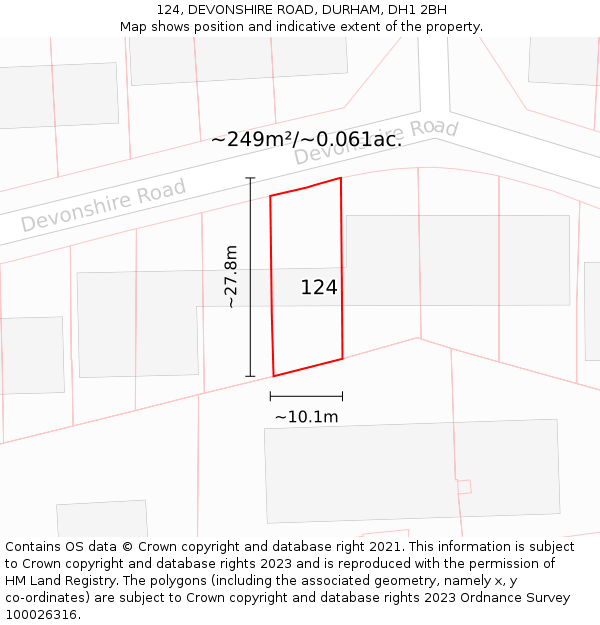 124, DEVONSHIRE ROAD, DURHAM, DH1 2BH: Plot and title map