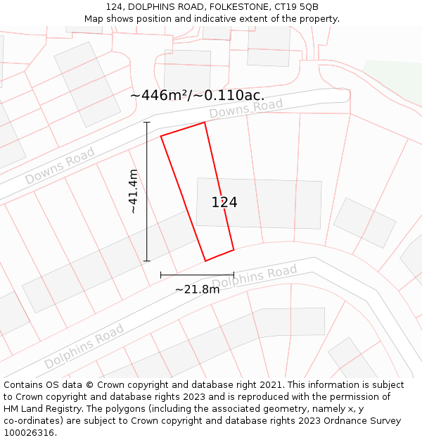 124, DOLPHINS ROAD, FOLKESTONE, CT19 5QB: Plot and title map