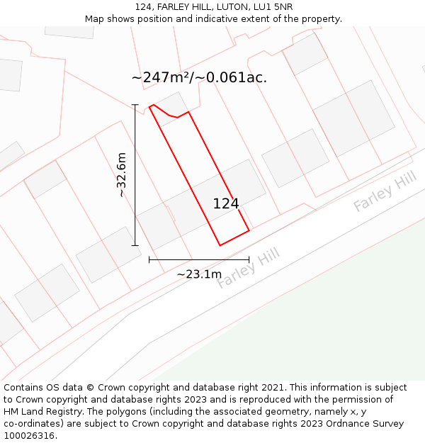 124, FARLEY HILL, LUTON, LU1 5NR: Plot and title map