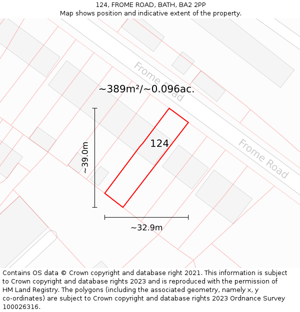 124, FROME ROAD, BATH, BA2 2PP: Plot and title map