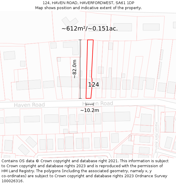 124, HAVEN ROAD, HAVERFORDWEST, SA61 1DP: Plot and title map