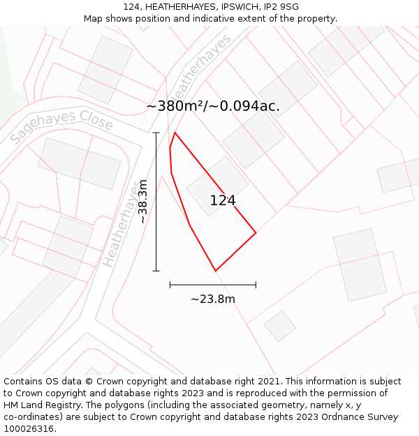 124, HEATHERHAYES, IPSWICH, IP2 9SG: Plot and title map