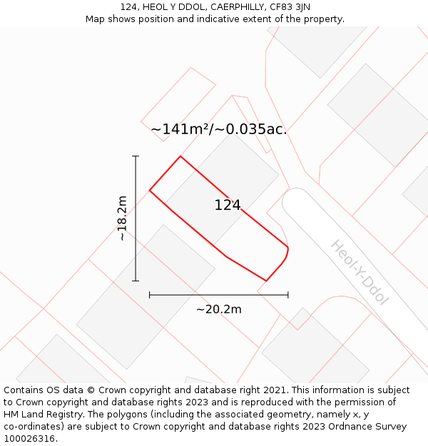 124, HEOL Y DDOL, CAERPHILLY, CF83 3JN: Plot and title map