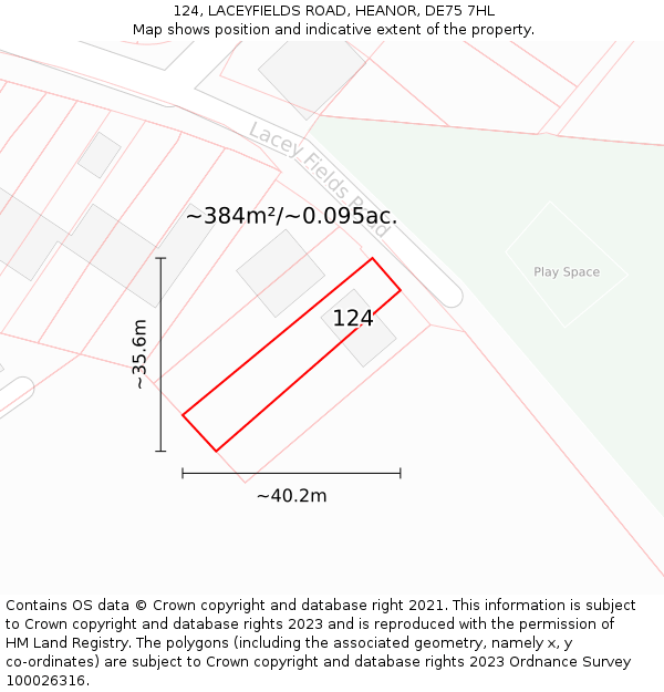 124, LACEYFIELDS ROAD, HEANOR, DE75 7HL: Plot and title map
