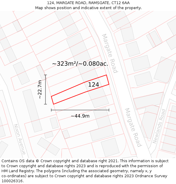 124, MARGATE ROAD, RAMSGATE, CT12 6AA: Plot and title map