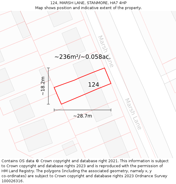 124, MARSH LANE, STANMORE, HA7 4HP: Plot and title map