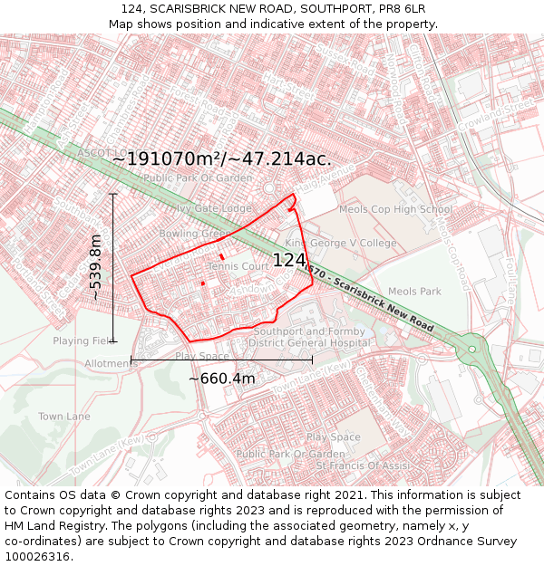 124, SCARISBRICK NEW ROAD, SOUTHPORT, PR8 6LR: Plot and title map