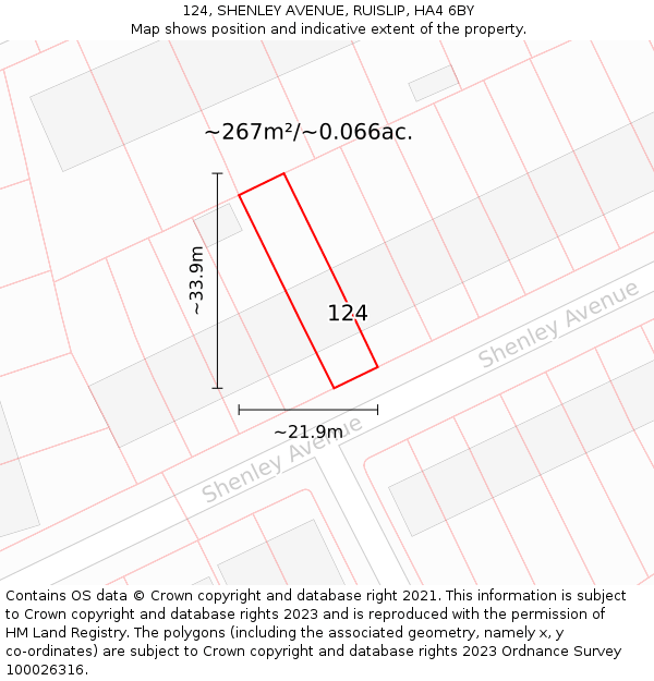 124, SHENLEY AVENUE, RUISLIP, HA4 6BY: Plot and title map