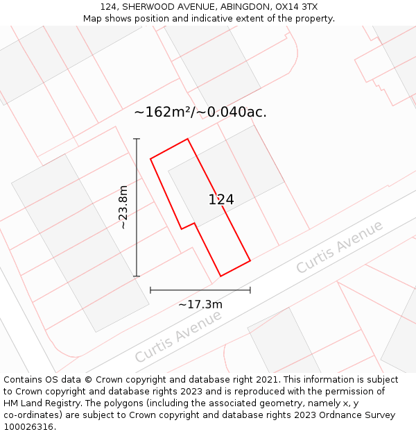124, SHERWOOD AVENUE, ABINGDON, OX14 3TX: Plot and title map