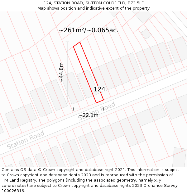 124, STATION ROAD, SUTTON COLDFIELD, B73 5LD: Plot and title map