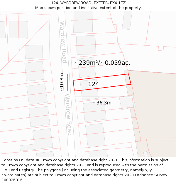 124, WARDREW ROAD, EXETER, EX4 1EZ: Plot and title map