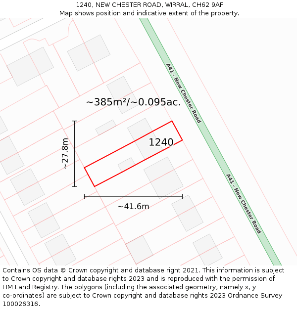 1240, NEW CHESTER ROAD, WIRRAL, CH62 9AF: Plot and title map