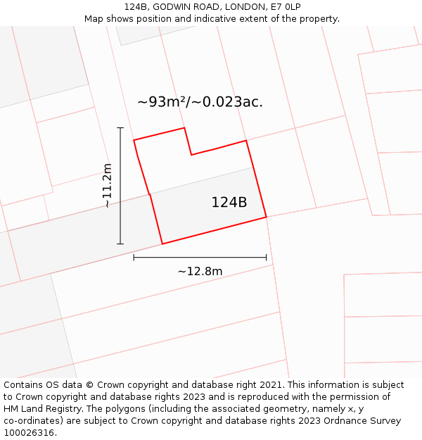 124B, GODWIN ROAD, LONDON, E7 0LP: Plot and title map
