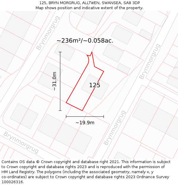125, BRYN MORGRUG, ALLTWEN, SWANSEA, SA8 3DP: Plot and title map