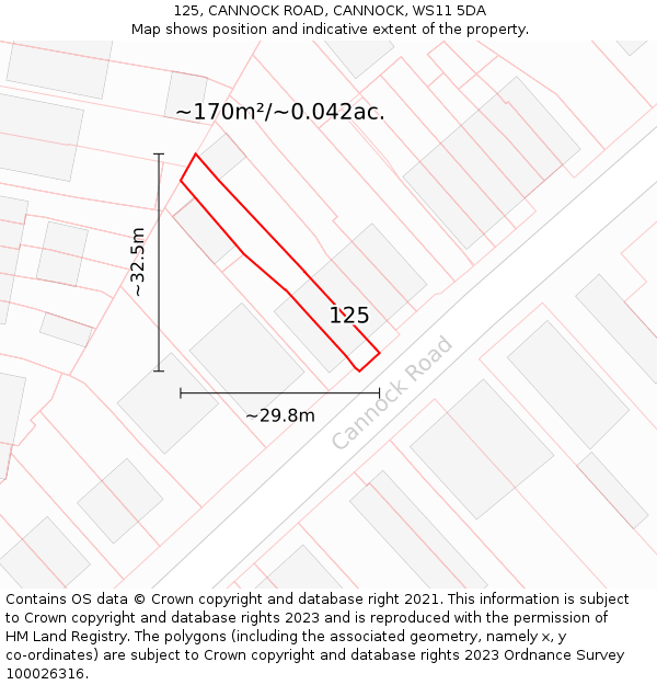 125, CANNOCK ROAD, CANNOCK, WS11 5DA: Plot and title map
