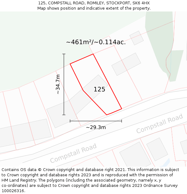 125, COMPSTALL ROAD, ROMILEY, STOCKPORT, SK6 4HX: Plot and title map