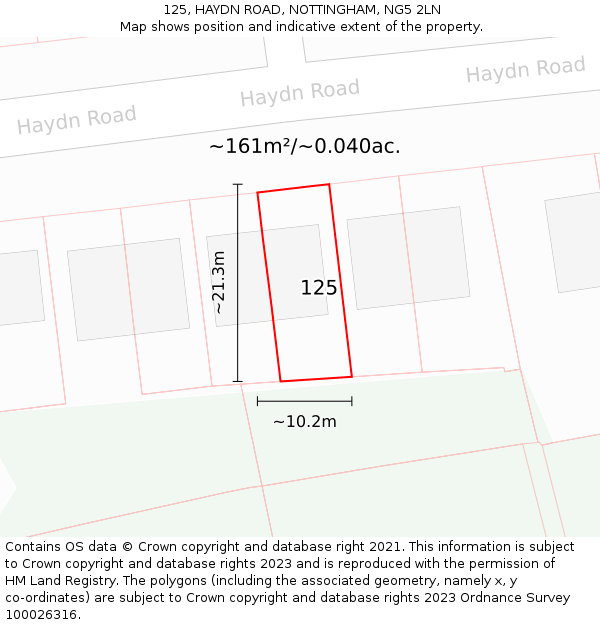 125, HAYDN ROAD, NOTTINGHAM, NG5 2LN: Plot and title map