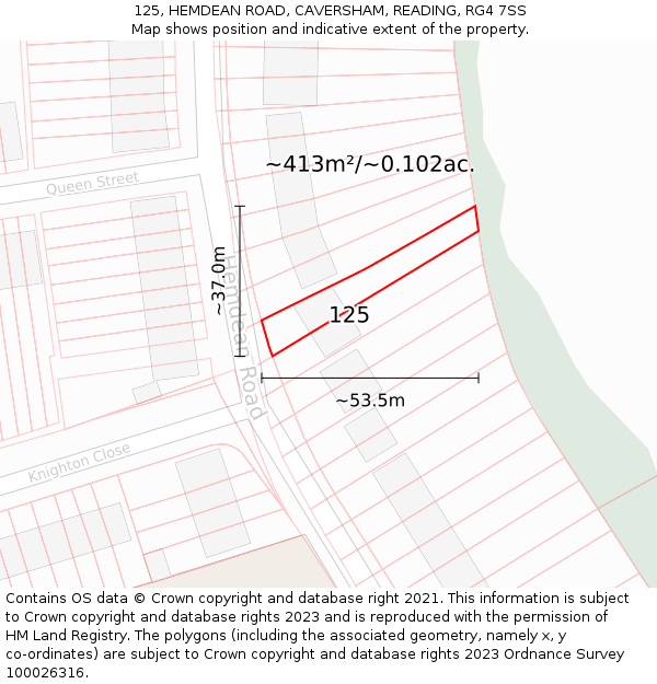 125, HEMDEAN ROAD, CAVERSHAM, READING, RG4 7SS: Plot and title map