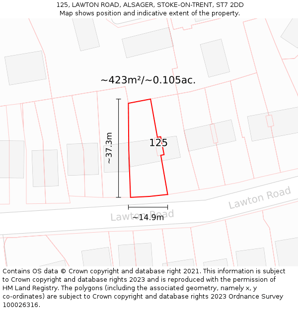 125, LAWTON ROAD, ALSAGER, STOKE-ON-TRENT, ST7 2DD: Plot and title map