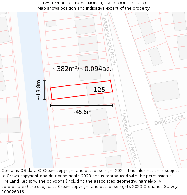 125, LIVERPOOL ROAD NORTH, LIVERPOOL, L31 2HQ: Plot and title map